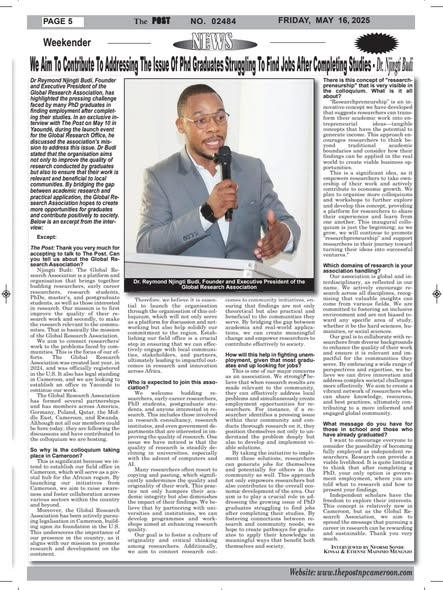 The Post · No. 02484, Friday, May 16, 2025 — We Aim To Contribute To Addressing The Issue Of PhD Graduates Struggling To Find Jobs After Completing Studies